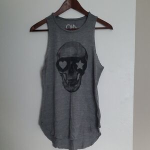 CHASER Gray Skull Graphic Tank Top Size small